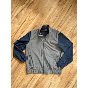 Vuga Mens Gray Blue Windbreaker Stretch Full Zip Golf Jacket Size 2XL